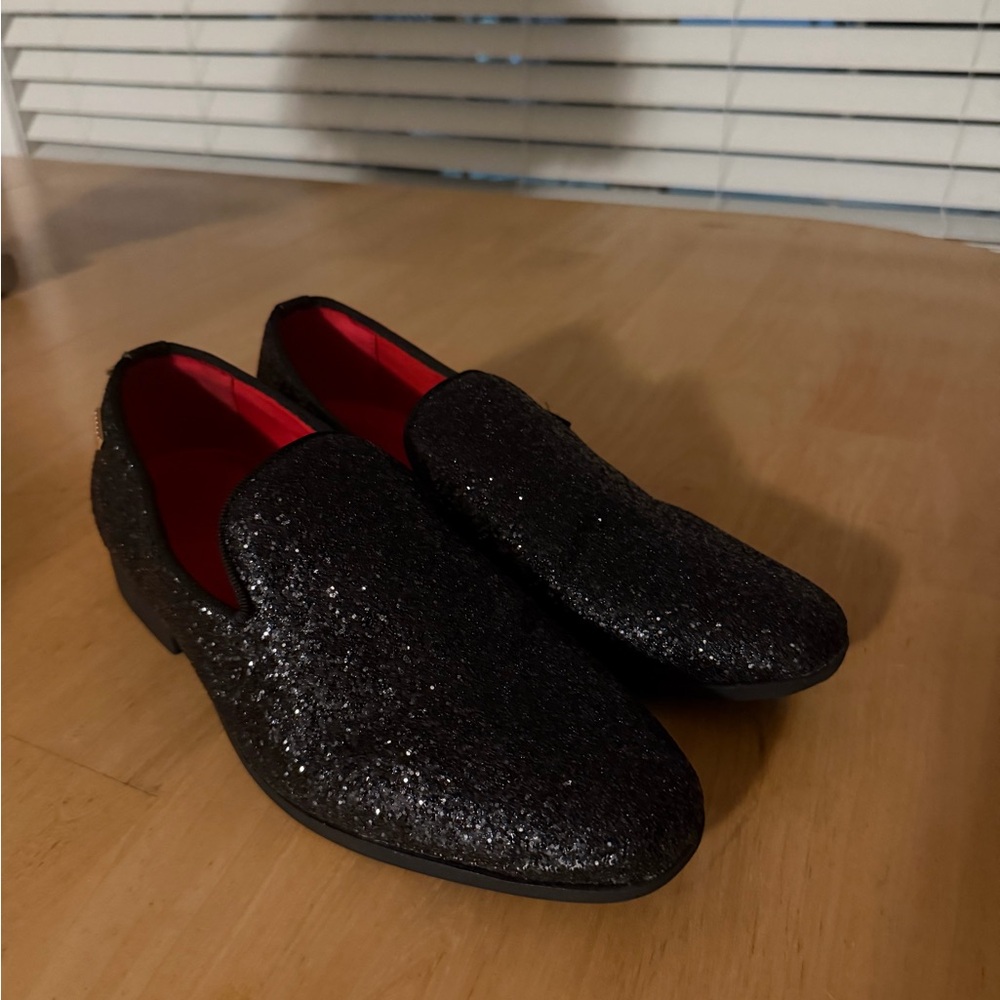 Elegant Black Glitter Loafers